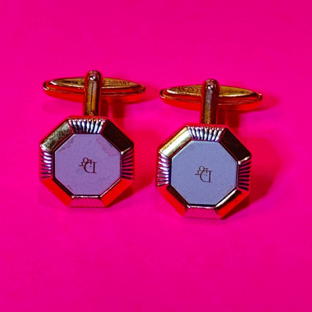 Dior Gold and Gray Octagonal Cufflinks - Picture 1 of 8